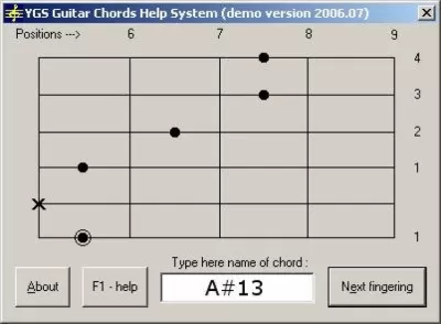 Скриншот приложения YGS Guitar Chords Help System 2006.07++ - №1