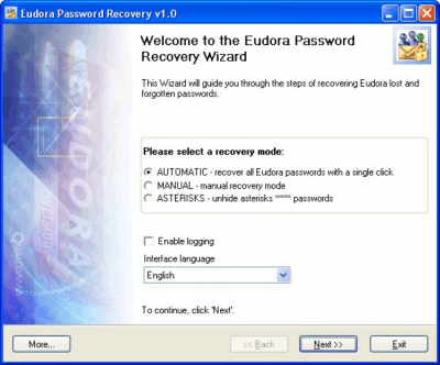 Скриншот приложения Eudora Password Recovery - №1