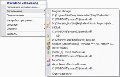 Скриншот приложения WinHide.SB - №1