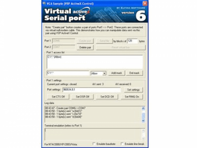 Скриншот приложения Eltima Virtual Serial Port AX Control 6.1 - №1