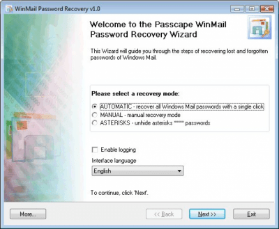 Скриншот приложения Windows Mail Password Recovery - №1