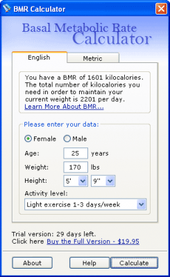 Скриншот приложения Basal Metabolic Rate Counter - №1