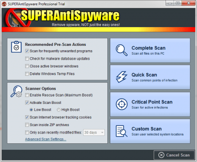 Скриншот приложения SUPERAntiSpyware - №2
