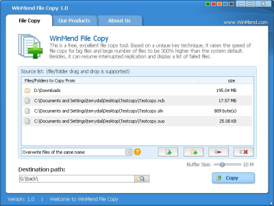 Скриншот приложения WinMend File Copy - №1