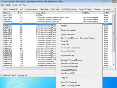 Скриншот приложения NoVirusThanks Anti-Rootkit - №1