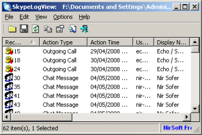 Скриншот приложения SkypeLogView - №1