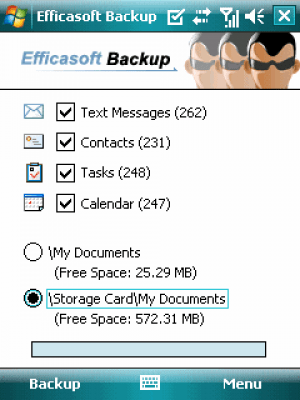 Скриншот приложения Efficasoft Backup - №1