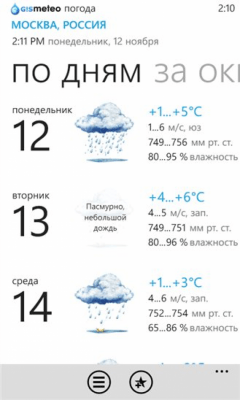 Скриншот приложения Gismeteo - №3