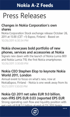 Скриншот приложения Nokia A-Z Feeds - №4