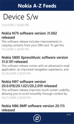 Скриншот приложения Nokia A-Z Feeds - №5