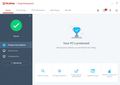 Скриншот приложения McAfee Total Protection - №1