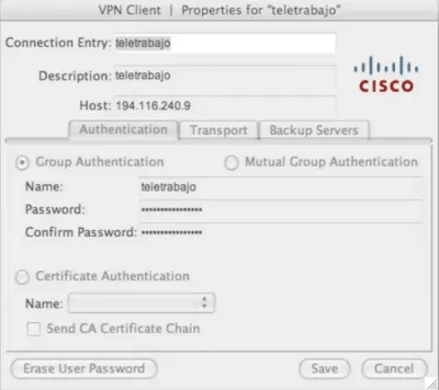 Скриншот приложения Cisco VPN Client для Mac - №3