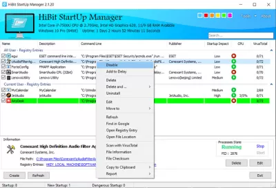 Скриншот приложения HiBit Startup Manager - №1