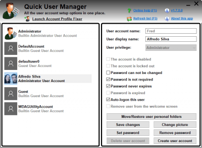 Скриншот приложения Quick User Manager - №1