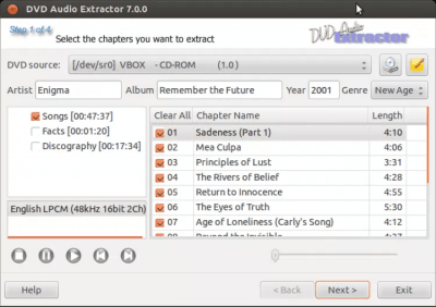 Скриншот приложения DVD Audio Extractor для Linux - №3