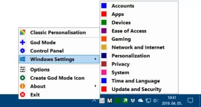 Скриншот приложения Win10 All Settings - №1