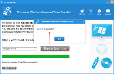 Скриншот приложения Cocosenor Windows Password Tuner - №3