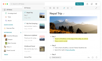 Скриншот приложения UpNote для Mac - №1