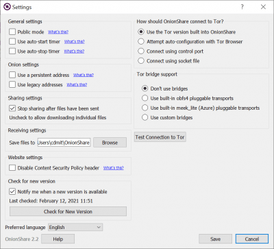 Скриншот приложения OnionShare - №4
