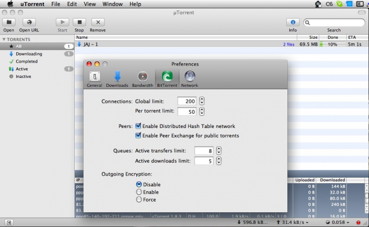 utorrent 1.8.7 mac best settings