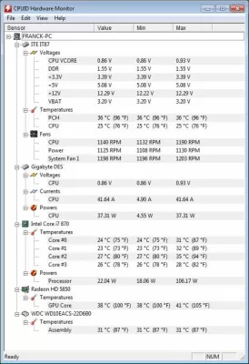 Скриншот приложения HWMonitor - №1