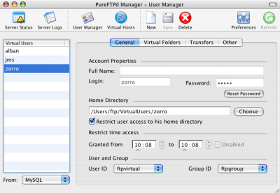 Скриншот приложения PureFTPd Manager - №3