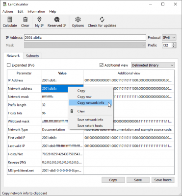 Скриншот приложения LizardSystems LanCalculator - №5