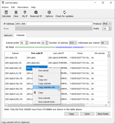 Скриншот приложения LizardSystems LanCalculator - №10