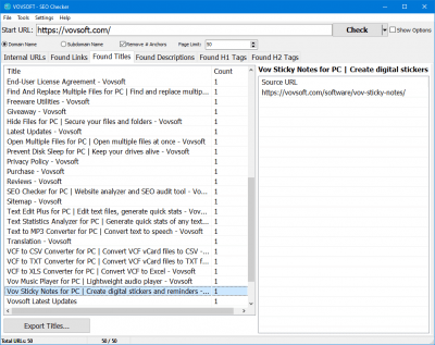 Скриншот приложения VOVSoft SEO Checker - №3
