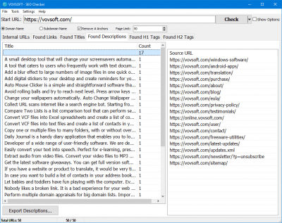 Скриншот приложения VOVSoft SEO Checker - №4