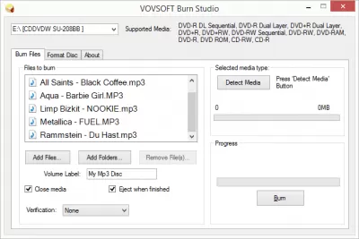 Скриншот приложения VOVSOFT Burn Studio - №1