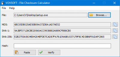 Скриншот приложения VOV File Checksum Calculator - №1