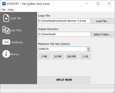 Скриншот приложения Vovsoft File Splitter And Joiner - №1