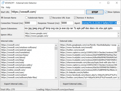 Скриншот приложения Vovsoft External Link Detector - №2