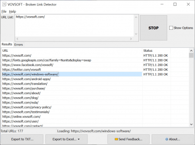 Скриншот приложения Vovsoft Broken Link Detector - №1