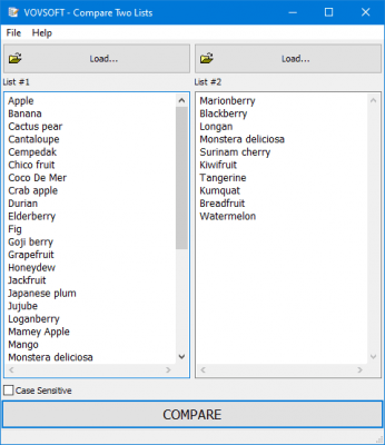 Скриншот приложения Vovsoft Compare Two Lists - №2