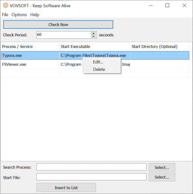 Скриншот приложения Vovsoft Keep Software Alive - №3