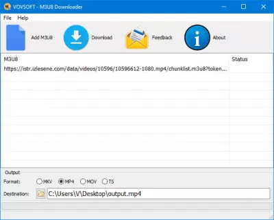 Скриншот приложения Vovsoft M3U8 Downloader - №1