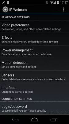 Скриншот приложения IP Webcam - №1