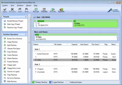 Скриншот приложения AOMEI Partition Assistant Standard Edition - №1