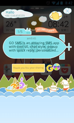 Скриншот приложения GO SMS Pro 2-Anniversary Popup - №1