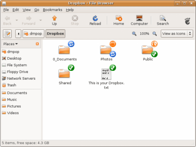 Скриншот приложения Dropbox для Linux - №1
