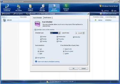 Скриншот приложения Avast Windows Home Server Edition - №2