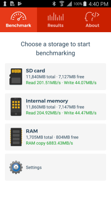 Скриншот приложения A1 SD Bench - №1