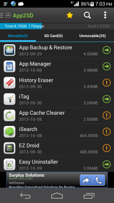 Скриншот приложения App2SD & App Manager - №2