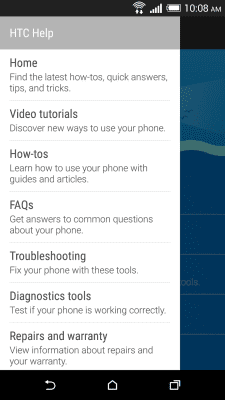 Скриншот приложения HTC «Помощь» - №2