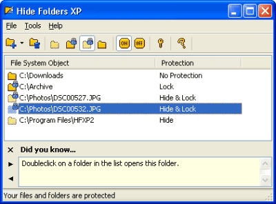 Скриншот приложения Hide Folders XP - №1