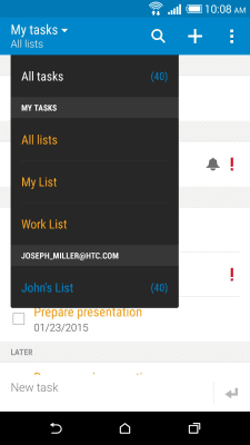 Скриншот приложения HTC 'Задачи' - №5