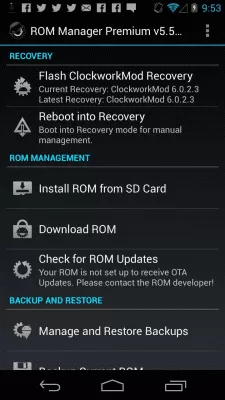 Скриншот приложения ROM Manager - №1