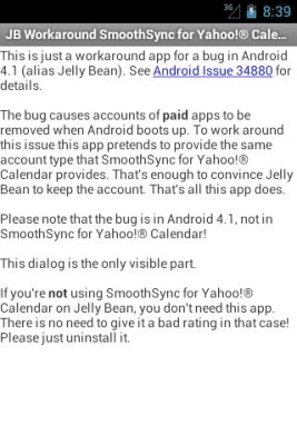 Скриншот приложения JB Workaround for Yahoo! Cal - №1
